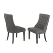 Dark Gray Linen Fabric Dining Chairs (Set of 2) with Tufted Seats