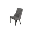 Dark Gray Linen Fabric Dining Chairs (Set of 2) with Tufted Seats