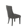 Dark Gray Linen Fabric Dining Chairs (Set of 2) with Tufted Seats
