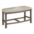 Rustic Gray Wood Counterheight Dining Bench in Beige Linen Fabric