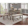 Rustic Gray Wood Counterheight Dining Chairs in Beige Linen Fabric (Set of 2)