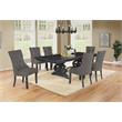 Dark Gray Wood Dining Set with Extendable Table and Gray Linen Chairs