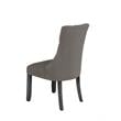 Dark Gray Wood Dining Chairs Upholstered with Dark Gray Linen Fabric (Set of 2)