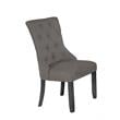 Dark Gray Wood Dining Chairs Upholstered with Dark Gray Linen Fabric (Set of 2)