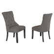 Dark Gray Wood Dining Chairs Upholstered with Dark Gray Linen Fabric (Set of 2)
