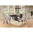 Dark Gray Wood Dining Set with Extendable Table and Beige Linen Chairs