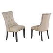 Dark Gray Wood Dining Chairs Upholstered with Beige Linen Fabric (Set of 2)