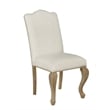 Rustic Oak Wood Dining Chairs Upholstered in Beige Linen Fabric (Set of 2)