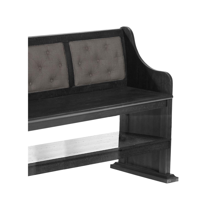 Counterheight Dining Bench Upholstered with Dark Gray Linen Fabric