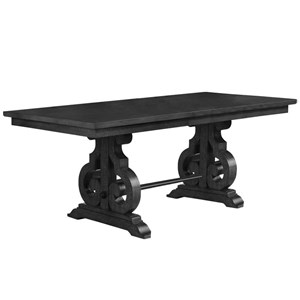 Counterheight Extendable Dining Table in Dark Gray Wood and 18&quot Removable Leaf