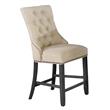 Counterheight Dining Chair Upholstered with Beige Linen Fabric (Single)