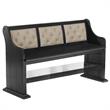 Counterheight Dining Bench Upholstered with Beige Linen Fabric