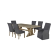 Gray Linen Fabric Dining Arm Skirt Chairs with Tufted Seat Backs (Set of 2)