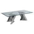 Geometric Clear Glass Coffee Table with Silver Stainless Steel