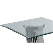 Geometric Clear Glass Coffee + End Table Set with Silver Stainless Steel