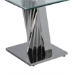Geometric Clear Glass Coffee + End Table Set with Silver Stainless Steel