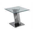 Geometric Clear Glass Coffee + 2 End Table Set with Silver Stainless Steel