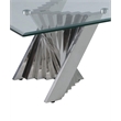 Geometric Clear Glass Coffee + 2 End Table Set with Silver Stainless Steel