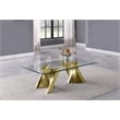 Geometric Clear Glass Coffee Table with Gold Stainless Steel