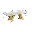 Geometric Clear Glass Coffee Table with Gold Stainless Steel