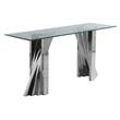 Geometric Clear Glass Coffee + End + Console Set with Silver Stainless Steel