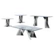 Geometric Clear Glass Coffee + 2 End + Console Set with Silver Stainless Steel