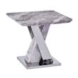 Faux White Marble End Table with Silver Stainless Steel Base