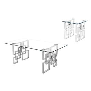 contemporary 2pc clear glass coffee set with silver stainless steel