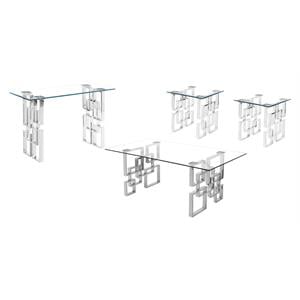 contemporary 4pc clear glass coffee set with silver stainless steel