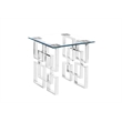 Contemporary Clear Glass End Table with Silver Stainless Steel Base