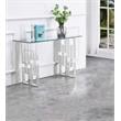 Contemporary Clear Glass Console Table with Silver Stainless Steel Base