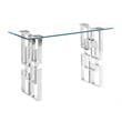 Contemporary Clear Glass Console Table with Silver Stainless Steel Base