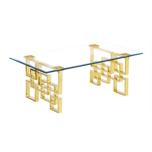contemporary clear glass coffee table with gold stainless steel base
