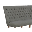 Large Gray Linen Dining Bench with Tufted Seats and Walnut Wood Base