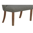 Large Gray Linen Dining Bench with Tufted Seats and Walnut Wood Base