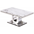Genuine White Marble Coffee Table with Silver Stainless Steel Base