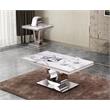 Genuine White Marble 2pc Coffee Table Set with Silver Stainless Steel Base