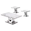 Genuine White Marble 3pc Coffee Table Set with Silver Stainless Steel Base