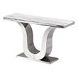 Genuine White Marble 4pc Coffee Table Set with Silver Stainless Steel Base