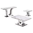 Genuine White Marble 3pc Coffee Table Set with Silver Stainless Steel Base