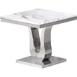Genuine White Marble End Table with Silver Stainless Steel Base
