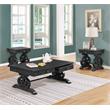 Traditional 3pc Coffee Table Set in Rustic Dark Gray Wood with Drawer Storage