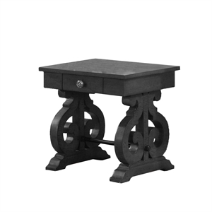 Traditional End Table in Rustic Dark Gray Wood and 2 Storage Drawers