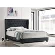 Black Velvet Panel Bed with Tufted Headboard in Full Size