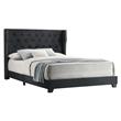 Black Velvet Panel Bed with Tufted Headboard in Full Size
