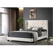 White Faux Leather Panel Bed with Tufted Headboard in Eastern King