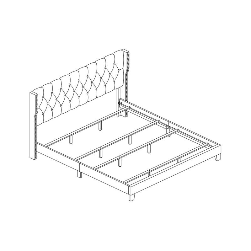 White Faux Leather Panel Bed with Tufted Headboard in Eastern King