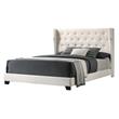 White Faux Leather Panel Bed with Tufted Headboard in Eastern King