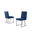 Simplistic Navy Blue Velvet Side Chairs with Silver Chrome Base (Set of 2)