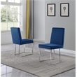 Simplistic Navy Blue Velvet Side Chairs with Silver Chrome Base (Set of 2)